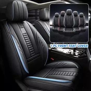 Универсальные прочные чехлы на передние сиденья автомобиля, подушка для сиденья из искусственной кожи, защитный коврик для автомобиля, приятный для кожи чехол на сиденье, полностью обернутый на 360 ° назад One Seat чёрный/белый