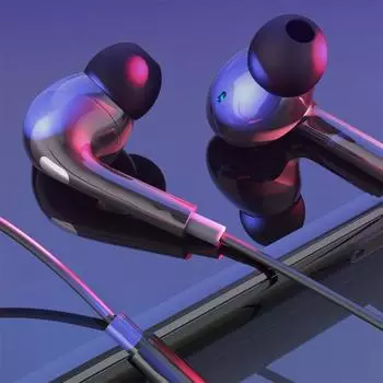 Универсальные проводные музыкальные наушники-вкладыши с сабвуфером с микрофоном для телефона белый