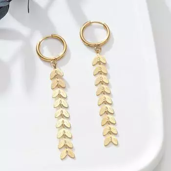 Универсальные серьги Дизайн в виде колоска пшеницы Темперамент Длинные серьги-гвоздики Легкие роскошные серьги с бахромой