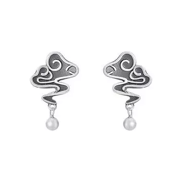 Универсальные серьги для женщин, ретро и старинные изделия, персонализированные серьги в виде благоприятных облаков, простые и художественные шарики