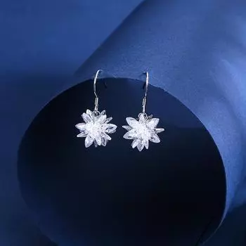 Универсальные серьги из стерлингового серебра 925 пробы, короткие корейские темпераментные серьги со снежинками и кристаллами