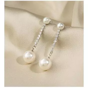 Универсальные серьги премиального темперамента, серьги-подвески с жемчугом, размер цепочки 1 серебряный