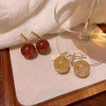 Универсальные серьги в стиле ретро в стиле Гонконга со стеклянными трещинами и льдом для женщин 1 pair