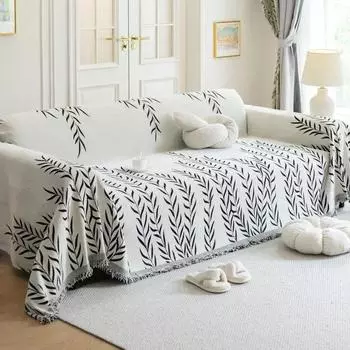 Универсальные шенилловые диванные одеяла с рисунком листьев, чехлы для диванов, коврики для пикников и кемпинга, декоративные пледы для диванов и кроватей Four Seasons 180x130