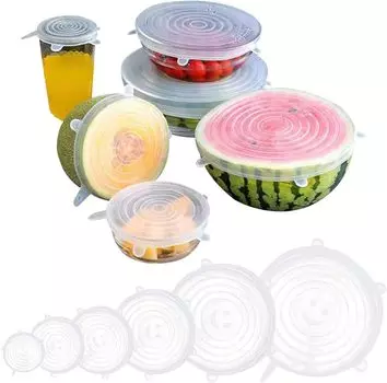 Универсальные силиконовые эластичные крышки для упаковки пищевых продуктов - 6 шт./компл. многоразовые белые крышки для мисок, кастрюль, блюд