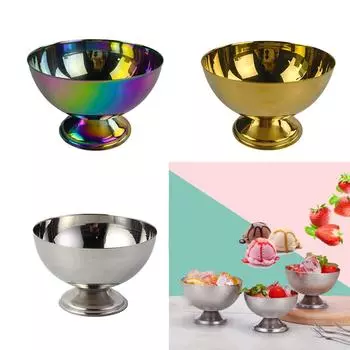 Универсальные стаканчики для мороженого, салатница, миска из нержавеющей стали, десертная тарелка для фруктов, блюда для закусок, прочные миски для вечеринок S