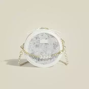 Универсальные сумки через плечо с цепочкой для женщин, высококачественные женские сумки через плечо с жемчугом, модные кожаные сумки, круглая сумка Niche Design