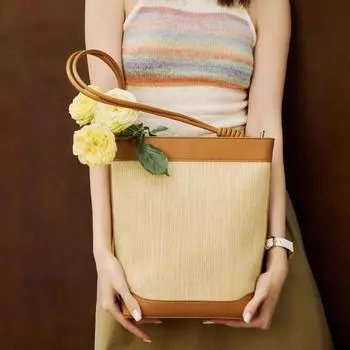 Универсальные сумки через плечо женские кожаные большие разноцветные женские холщовые сумки-ведра ручной работы (20cm<Max Length<30cm) коричневый