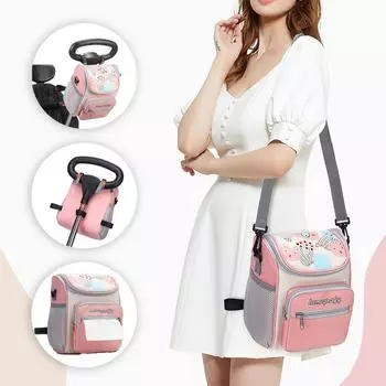 Универсальные сумки для подгузников, легкая сумка для мамы, водонепроницаемая сумка для малышей, сумка-мешок для малышей, сумка с героями мультфильмов, молочная бутылочка для коляски розовый