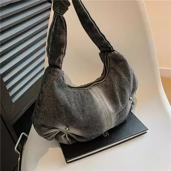 Универсальные сумки из денима для отдыха для женщин, новые модные сумки через плечо для поездок на работу, ретро-сумка на одно плечо под мышкой