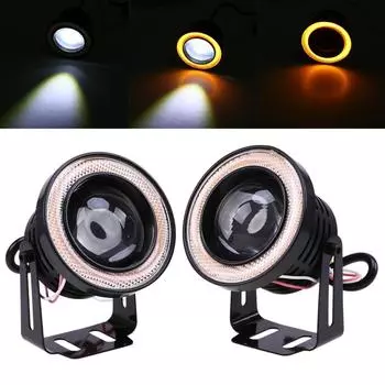 Универсальные светодиодные COB противотуманные фары 64 мм автомобильные противотуманные фары ангельские глазки с линзами автомобильные ходовые огни style 1