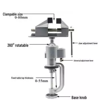 Универсальные тиски для столов из алюминиевого сплава с поворотом на 360° с плоскогубцами *