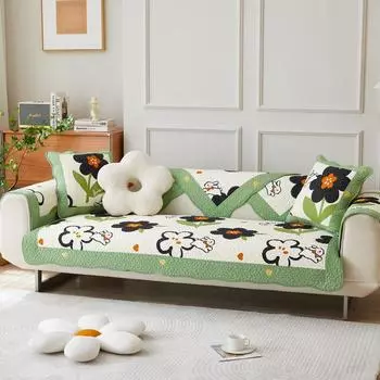 Универсальные ткани четырех сезонов с принтом, хлопковая подушка для дивана, спинка, полотенце, ткань, свежий маленький нескользящий чехол для дивана с цветочным принтом 70*70cm