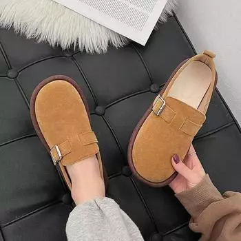 Универсальные туфли Boken для студенток, весна и осень, новый стиль, ретро, одна нога, мягкая подошва, нескользящая обувь для хлеба 36 бежевый