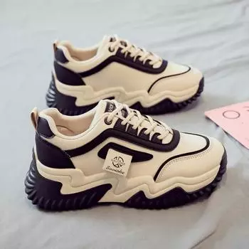 Универсальные туфли для папы, женские туфли на платформе, увеличивающие рост, для спорта и отдыха, белые туфли, обувь для скейтбординга 35 чёрный