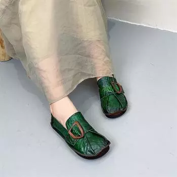 Универсальные туфли-лодочки Johnature Retro из натуральной кожи, однотонные, с мелкой мягкой подошвой, женские туфли без застежек 35 коричневый