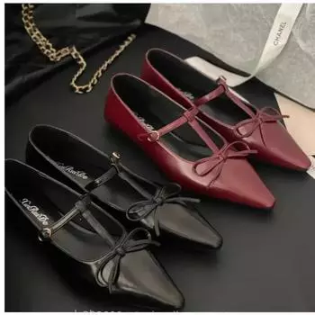 Универсальные туфли на низком каблуке с острым носком, летняя женская обувь, повседневные кроссовки с бантом на осень, новое платье, бабочка, осень 35