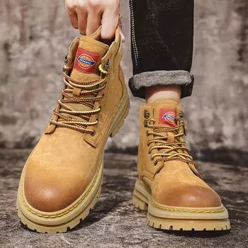 Универсальные удобные мужские зимние ботинки, роскошные брендовые мужские ботильоны на шнуровке, 2024 Новое поступление, мужская повседневная обувь с высоким верхом 39