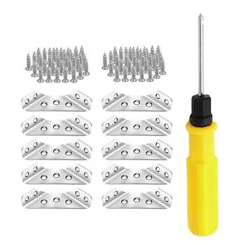 Универсальные угловые соединители для мебели Угловой соединитель для мебели Надежный зажим Металлические опоры для дерева с гвоздями и инструментом A