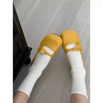 Универсальные уродливые милые маленькие одинарные туфли женские 2025 новые нишевые банты универсальные французские ретро туфли Мэри Джейн на плоской подошве 35 красный