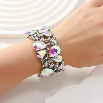 Универсальные ювелирные изделия Модные универсальные полностью бриллиантовые роскошные эластичные браслеты ювелирные изделия белый