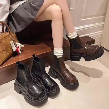 Универсальные винтажные стильные женские ботинки каштановые шорты ботинки весна осень одинарный британский стиль новое поступление 35