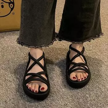 Универсальные женские сандалии Удобная римская обувь Пляжная обувь без застежек Толстая подошва Женская обувь Летняя новинка Zapatos Para Mujeres 35