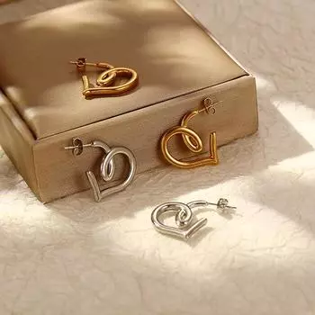 Универсальные женские серьги Love из нержавеющей стали с покрытием из 18-каратного золота. Модные простые геометрические серьги из титановой стали.