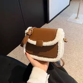 Универсальные женские сумки через плечо Модные плюшевые женские сумки через плечо Дизайнерские сумки Кошельки и сумки Сумки для мам и детей чёрный