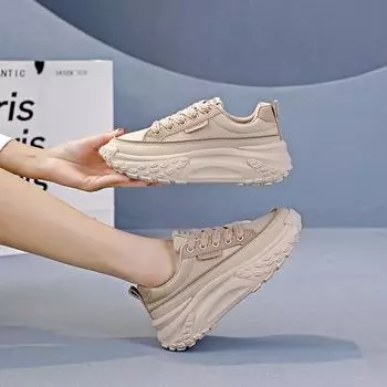 Универсальные женские туфли Muffin, маленькие белые туфли, женские туфли на платформе для отдыха и спорта, увеличивающие высоту каблука 35 хаки