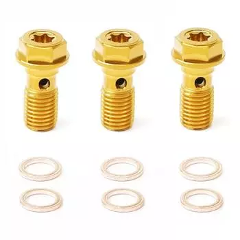 Универсальные золотые винты M10X1.25 Banjo из нержавеющей стали для мотоцикла, тормозная трубка, шланг, тормозной суппорт, желтые винты для масляных форсунок