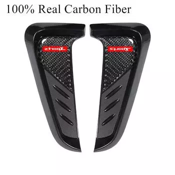 Универсальный 100% Настоящий Углеродное Волокно Автомобильный Передний Боковой Воздухозаборник Крыла Накладка Акулья Жабры Боковая Вентиляционная Наклейка Спортивный Стиль