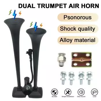 Универсальный 12 В 24 В двойной гудок черный супер громкий электрический воздушный гудок для автомобиля, лодки, компрессора, гудка, автомобильный гудок, динамик, автомобильная часть