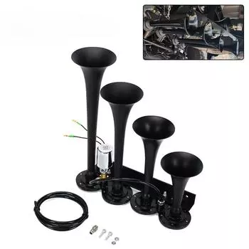 Универсальный 12 В/24 В, супер громкий 185 дБ, 4 трубных поезда, комплект воздушных звуковых сигналов, воздушный компрессор, супер громкие электрические воздушные звуковые сигналы для лодок-внедорожников