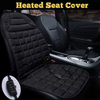 Универсальный 12 В электрический подогреваемый чехол для переднего сиденья автомобиля, подогреваемая подушка, регулятор температуры, зимняя грелка, черный/серый/синий/красный