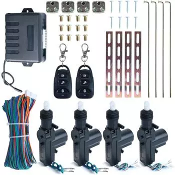 Универсальный 12 В автоматический замок двери с дистанционным управлением, система бесключевого доступа, комплект сигнализации с 4 силовыми приводами дверных замков, автомобильный ключ с двигателем