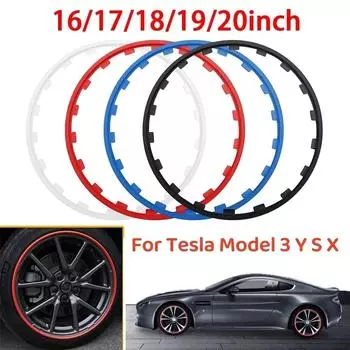 Универсальный 16-21 дюймов для Tesla Model 3 YSX автомобильные колесные диски защитные кольца для шин защитные полосы колпаки ступиц колес аксессуары 17 inch чёрный