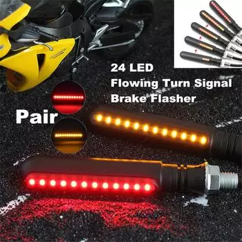 Универсальный 1 пара двухцветные 24LED 2 в 1 стоп-сигнал мигалка стробоскоп динамические указатели поворота индикаторные огни лампа замена