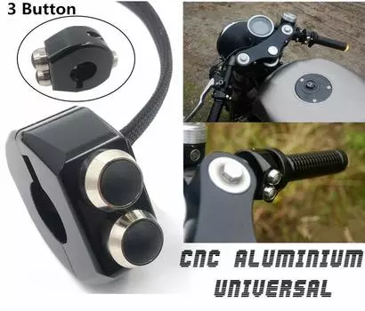 Универсальный 25 мм 1 Кнопочный переключатель с ЧПУ Переключатель из алюминиевого сплава с ЧПУ Мотоциклетные рукоятки для кафе-рейсера Кнопки сброса для Honda Yamaha Suzuki