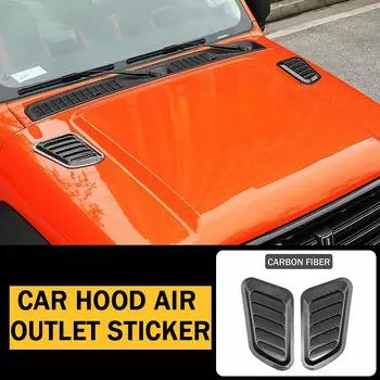 Универсальный 2-х шт. карбоновый вентиляционный клапан капота автомобиля передний капот двигателя впускной коллектор панель отделка вентиляционного отверстия охлаждения чёрный