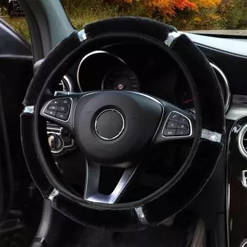 Универсальный 33 см мягкий плюшевый чехол на руль автомобиля со стразами, аксессуары для интерьера, Защитный чехол на руль, украшение фиолетовый