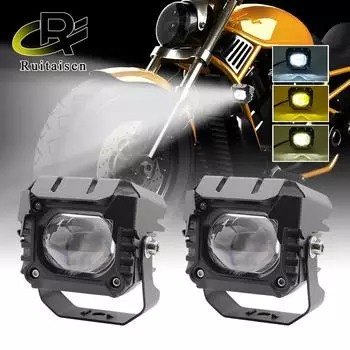 Универсальный 3-дюймовый 100 Вт двухцветный светодиодный рабочий фонарь квадратный мини водонепроницаемый дальний свет противотуманный фонарь 9-48 В 3-wire switch only