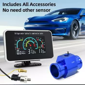 Универсальный 3 в 1 цифровой вольтметр, часы давления масла, измеритель температуры воды, приборы, указатели уровня топлива для двигателя автомобиля, грузовика