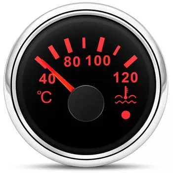 Универсальный 52-миллиметровый датчик температуры воды с датчиком 1/8NPT, автомобильный цифровой светодиодный измеритель температуры, красная стрелка, механический циферблат 40-140 по Цельсию чёрный