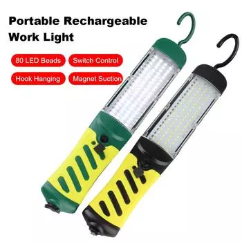 Универсальный 6500K 40W беспроводной рабочий фонарь прожекторы с выключателем/крючком/магнитом 80 светодиодных бусин дальнего света портативный супер яркий зелёный