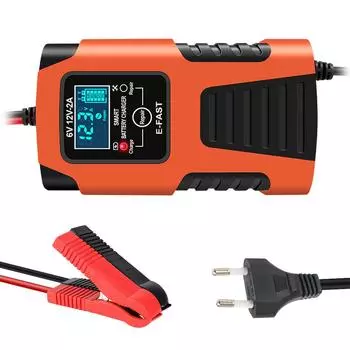 Универсальный 6 В 12 В 2 А для свинцово-кислотных аккумуляторов AMG с вилкой ЕС, интеллектуальный ремонт, 30 Вт, входной цифровой дисплей 100 В/240 В, зарядные устройства для автомобильных и мотоциклетных аккумуляторов EU Plug