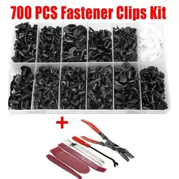 Универсальный 700 шт. Смешанный автомобильный крепежный зажим, пластиковая коробка, фиксаторы для уплотнительной ленты дверного бампера крыла автомобиля, 6 шт. инструмент для ремонта автомобиля