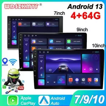 Универсальный 7,9,10-дюймовый мультимедийный проигрыватель GPS WIFI беспроводной CarPlay Android Auto Android13 2 Din FM-радио стереоприемник плеер