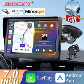 Универсальный 7-дюймовый беспроводной CarPlay Android Auto Car Radio Мультимедиа Видеоплеер Сенсорный экран AUX Smart Car System Бесплатные зеркала