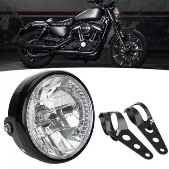 Универсальный 7-дюймовый светодиодный фонарь для мотоцикла, указатель поворота, 39-51 мм, держатель для крепления на мотоцикл Harley Honda чёрный